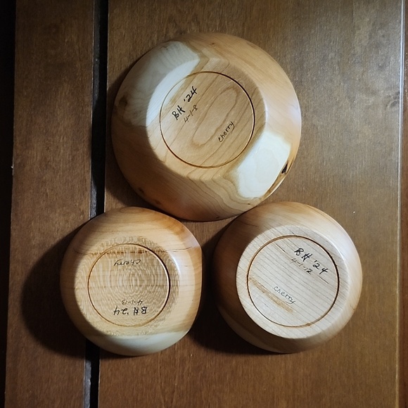 Cherry Bowls - Set of 3 - Hand-Turned - Picture 3 of 4